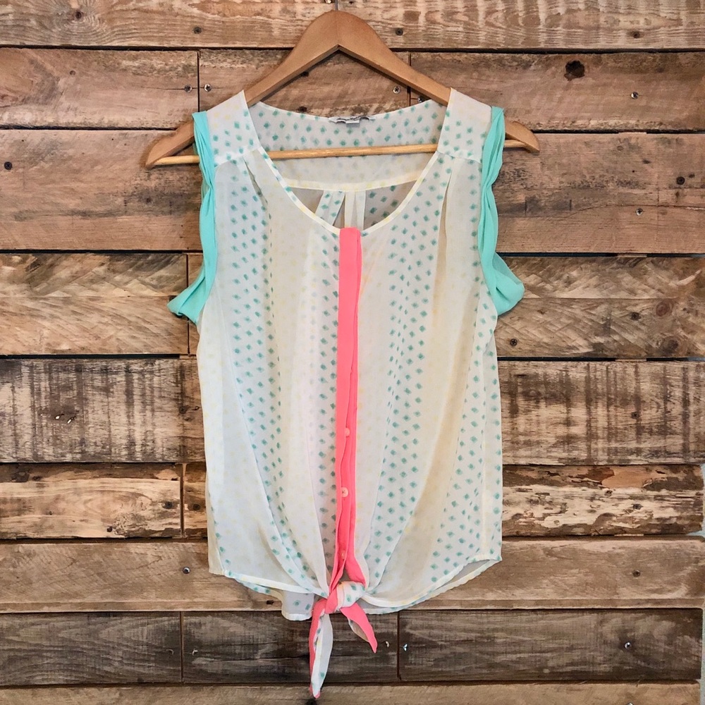 American Eagle Neon See-Through Blouse